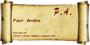 Paor Andos névjegykártya